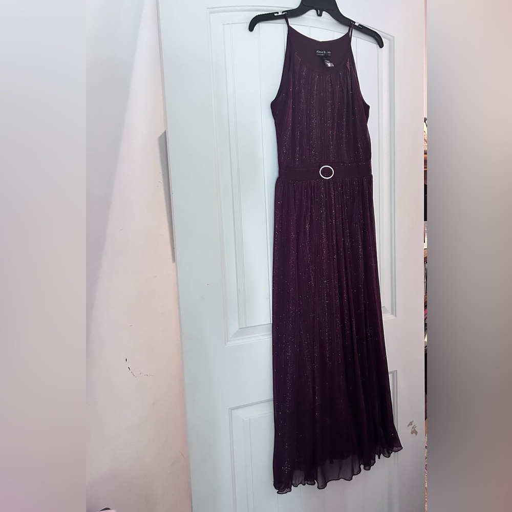 Chiffon Halter Maxi Dress with Decorative Buckle - Plum
